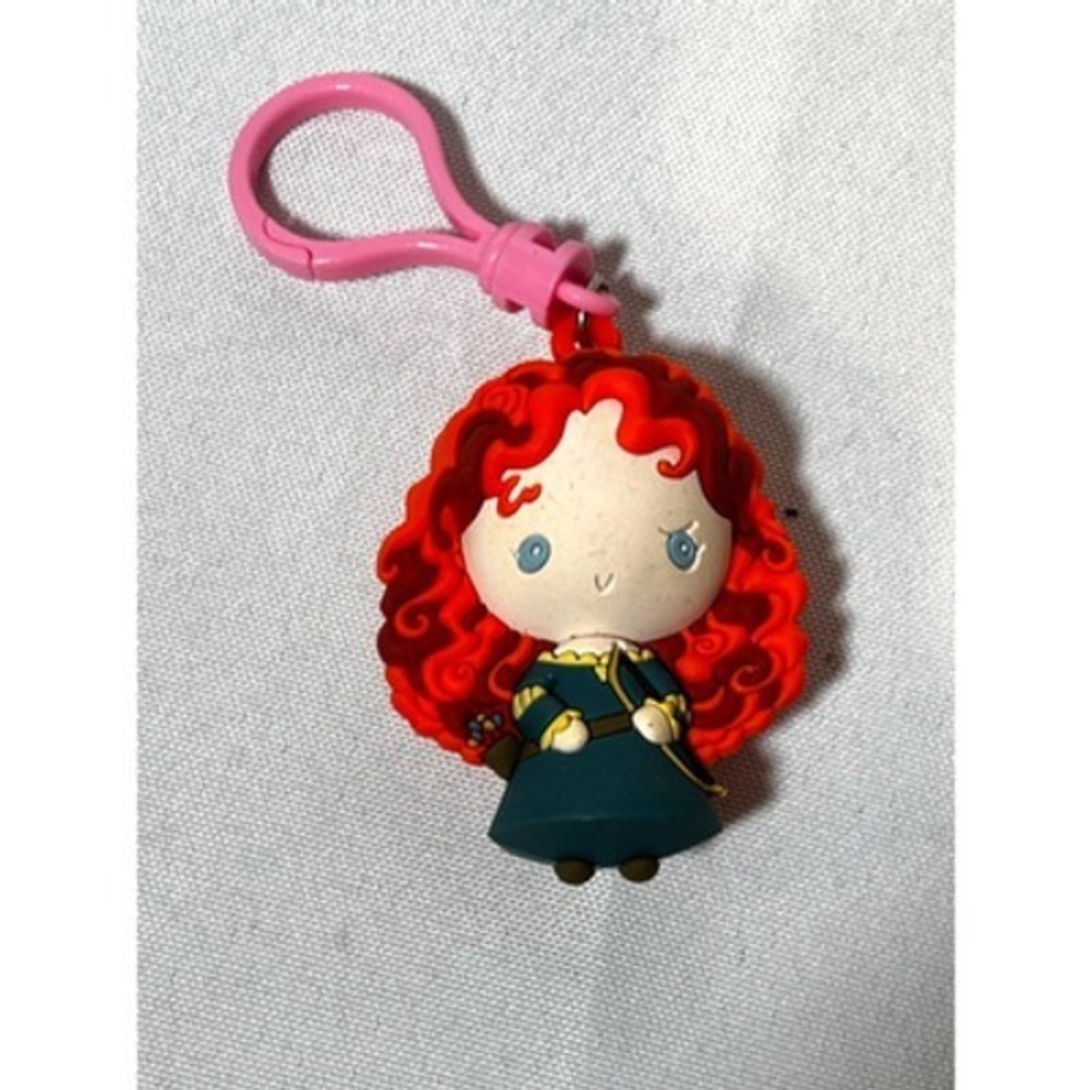 Disney Pixar Brave Merida Princess 3D  Bag Charm Clip Keychain Pink Clasp